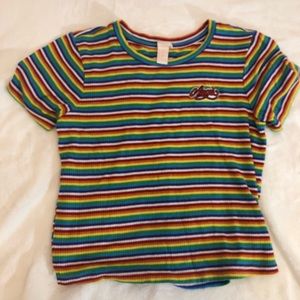 Rainbow Angel Striped Crop Top